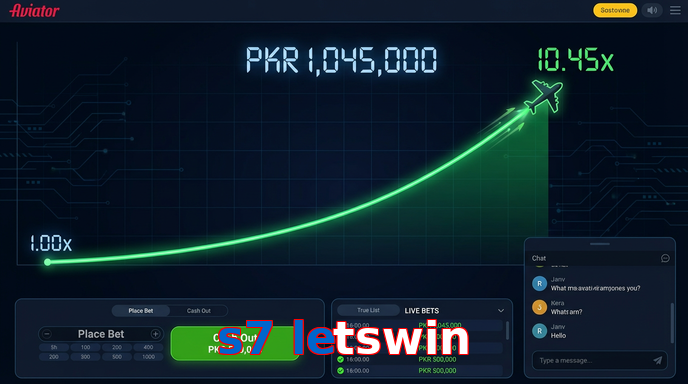 Main screen of S7 Letswin aviator page for PK players